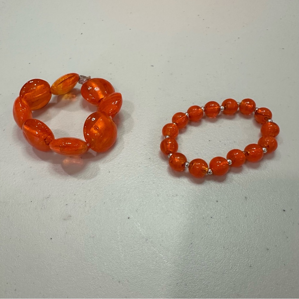 Source Unknown Orange Beaded Bracelets Set